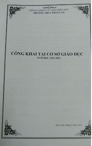 Công khai đối với cơ sở giáo dục trường THCS Trần Can theo Thông tư 36 năm học 2022-2023