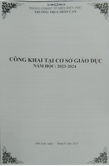 Công khai đối với cơ sở giáo dục trường THCS Trần Can theo Thông tư 36