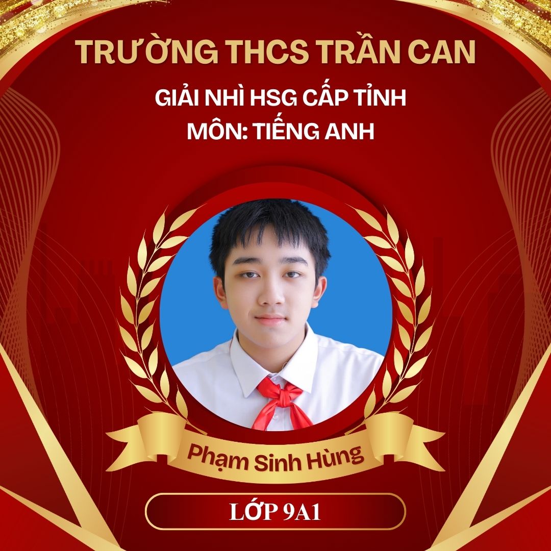 THÀNH TÍCH CỦA TRƯỜNG THCS TRẦN CAN TRONG  KỲ THI CHỌN HỌC SINH GIỎI CẤP TỈNH CÁC MÔN VĂN HÓA LỚP 9 NĂM HỌC 2025-2026